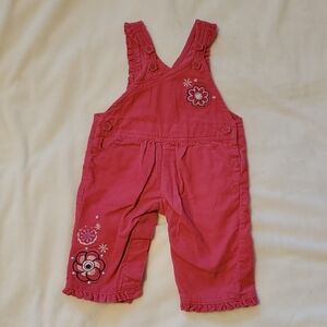 OshKosh B'gosh Pink Baby Overalls with Embroidered Flowers, 3 Months